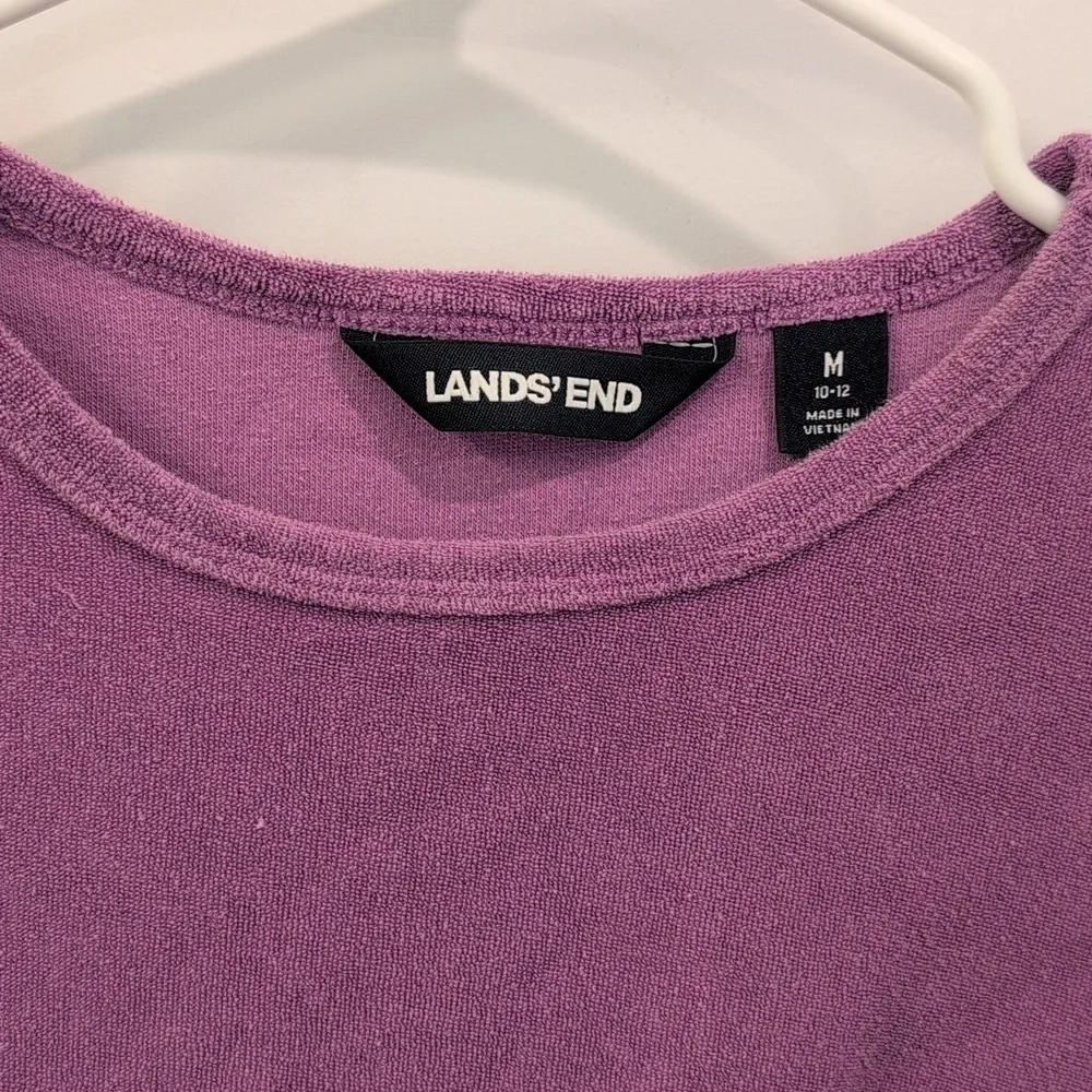 Lands' End Purple Short Sleeve Dress Terry Swim Cover Up